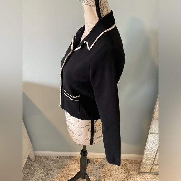 Sandro Leanna Cropped Scalloped-Trim Cardigan size 2 - Picture 8 of 14